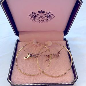 EUC Juicy Couture Script Hoop Earrings Gold